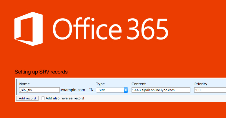 Setting up SRV records for an Office 365 domain using PowerDNS with PowerAdmin